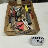 Assortment inc. Hammer, Vise Grips, Crescent Wrench, and Hex Wrenches