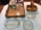 Assortment incl. Wood Napkin Basket, and Candy/Condiment Dishes