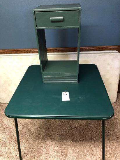 Card Table and Painted Night Stand