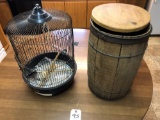 Antique Nail Keg and Bird Cage