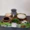 Assortment Crock Items inc Speckled Water Cooler