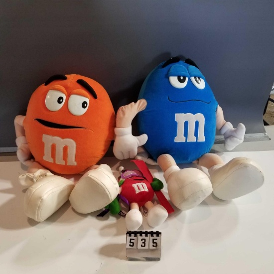 M&M PIllows inc. Blue, Orange, and Red