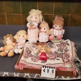 Assortment TearDrop Eye Dolls and Afghan