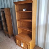 Ornate Top 3 Shelf Bookcase w/ Storage