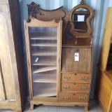 Very Ornate Mirrored Drop Front Secretary