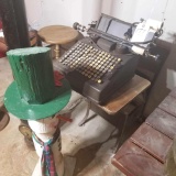 Antique Adding Machine, Side Bar School Desk