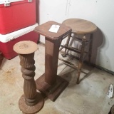 Barstool and 2 plant stands
