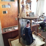 Doll with Oak Frame Glass Case