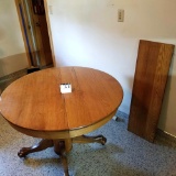 Solid Oak Pedestal Table with Leaves