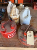 (2) -1 gallon gas cans, Muriatic acid and bar and chain oil. No shipping