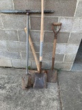 Hand post hole digger, sand shovel, axe, serrated spade. No shipping