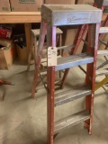4' tall fiberglass step ladder and 3' tall wooden step ladder. No shipping