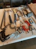 Crowbars, hammers, assortment of c-clamps, rubber mallet, Rafter hooks. No shipping