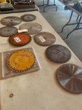 Assortment of saw blades up to 12''. No shipping