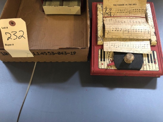 Vintage Tin Cash Register and Tin Piano Music Box