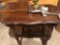 32'' W x 19'' D x 29.5'' H decorative end table, plus partial silverware set w/drawer and #21