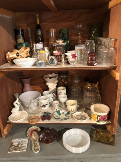 Various cups, stem glasses, coffee pot, large vases, planters, and more!