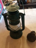 #602 gas lantern and cast iron window-weight.