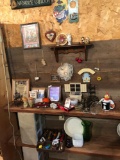 Heart-shaped wood shelf, picture frames, knives, knick-knacks, and more!