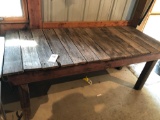 Homemade wood table (73.5'' W x 30'' D x 31'' H) includes ship-lap top w/square 4x4 posts ~ Nice! No