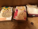(3) Boxes of fancy handiwork, doilies, and more!