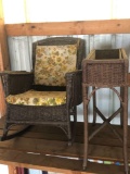 Wicker rocking chair and wicker plant stand. No Shipping!