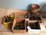 Various pop, beer & other bottles; baskets, and fruit jars.