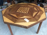 49'' Octagon wood table w/fold-up legs and unique inlay-top design - No Shipping!