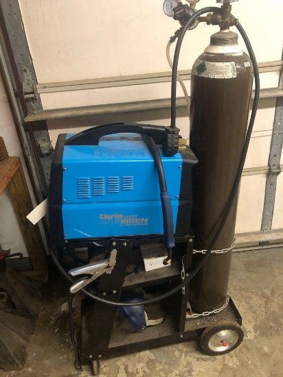 Clarke Weld, MIG 180EN, fan-cooled wire welder w/cart & tank - Like New!