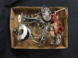 Assortment Metal Figurines and Bicycle