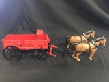 Massey Ferguson Red Wagon w/ Tan Horses