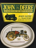 Metal John Deere Sign and Tray