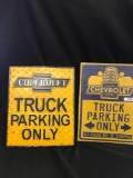 2 Chevy Truck Parking Only signs