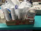 Styrofoam cups, straws and paper towels