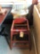 Antique mission style wood high chair w/metal tray and Wood restaurant style high chair. NO