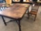 42'' x 60'' antique wood table w/ solid wood mission style chair