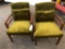 (2) matching upholstered solid sitting chairs with pillows - NO SHIPPING!