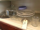 (1) lidded cake plate, plus other glass/metal serving trays and more!