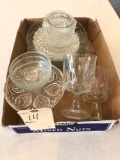 Stem glass serving dish, glass bowls, plates and more!