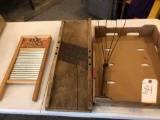 Wood cabbage cutter, washboard and rug-beater.