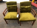 (2) matching upholstered solid sitting chairs with pillows - NO SHIPPING!