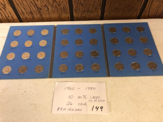 1960-1980 Washington head quarters. (10) 90% silver, & (26) are clad.