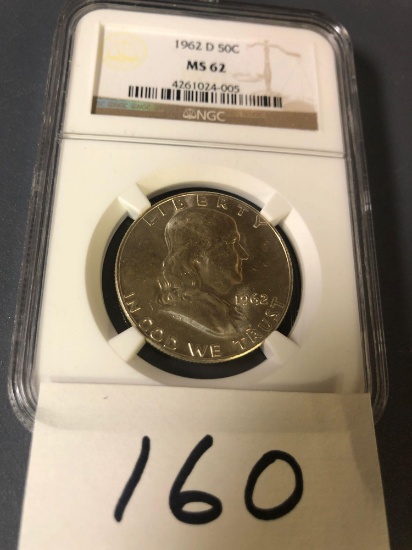 Franklin 1962 D 50 cent, MS 62