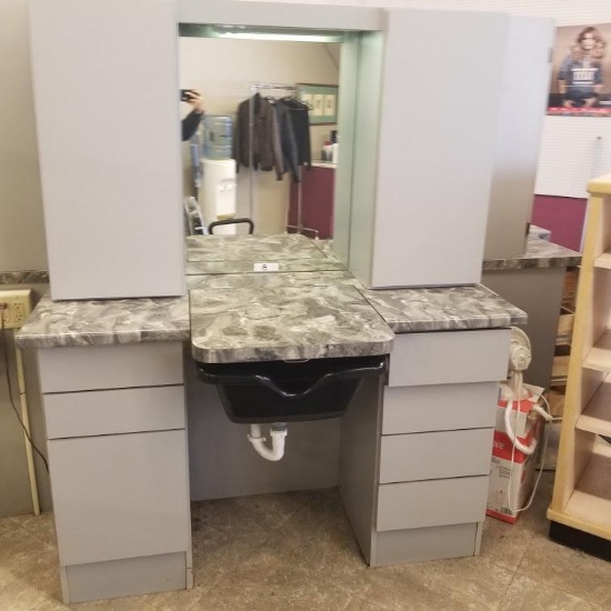 GRAY HAIR DRESSER VANITY with SINK