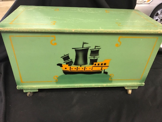 Wood Toy Box on Wheels