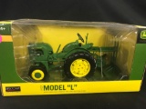 1/16th Scale Spec Cast 1937 John Deere Model L Tractor with Hercules engine and 1 bottom plow - NIB