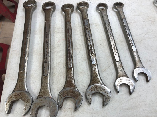(6) box & open end wrenches from 1-3/8'' - 2''. (All forged alloy steel) No Shipping!