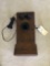 Western Electric Oak antique wall phone w/hand crank