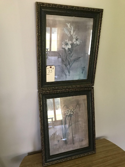 2 Signed floral framed floral pictures (17.5 X 21.5"). NO SHIPPING!