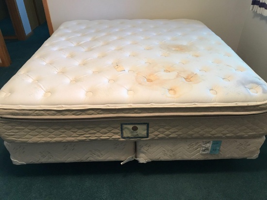 Ruby Mastersleep Quilt top king sized bed with Hollywood frame (does have stain). NO SHIPPING!